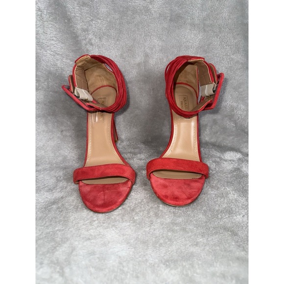 Aquazzura Casablanca Ankle Cuffs Red Swede Heels Super Sexy Size EU‎ 36 US 5.5